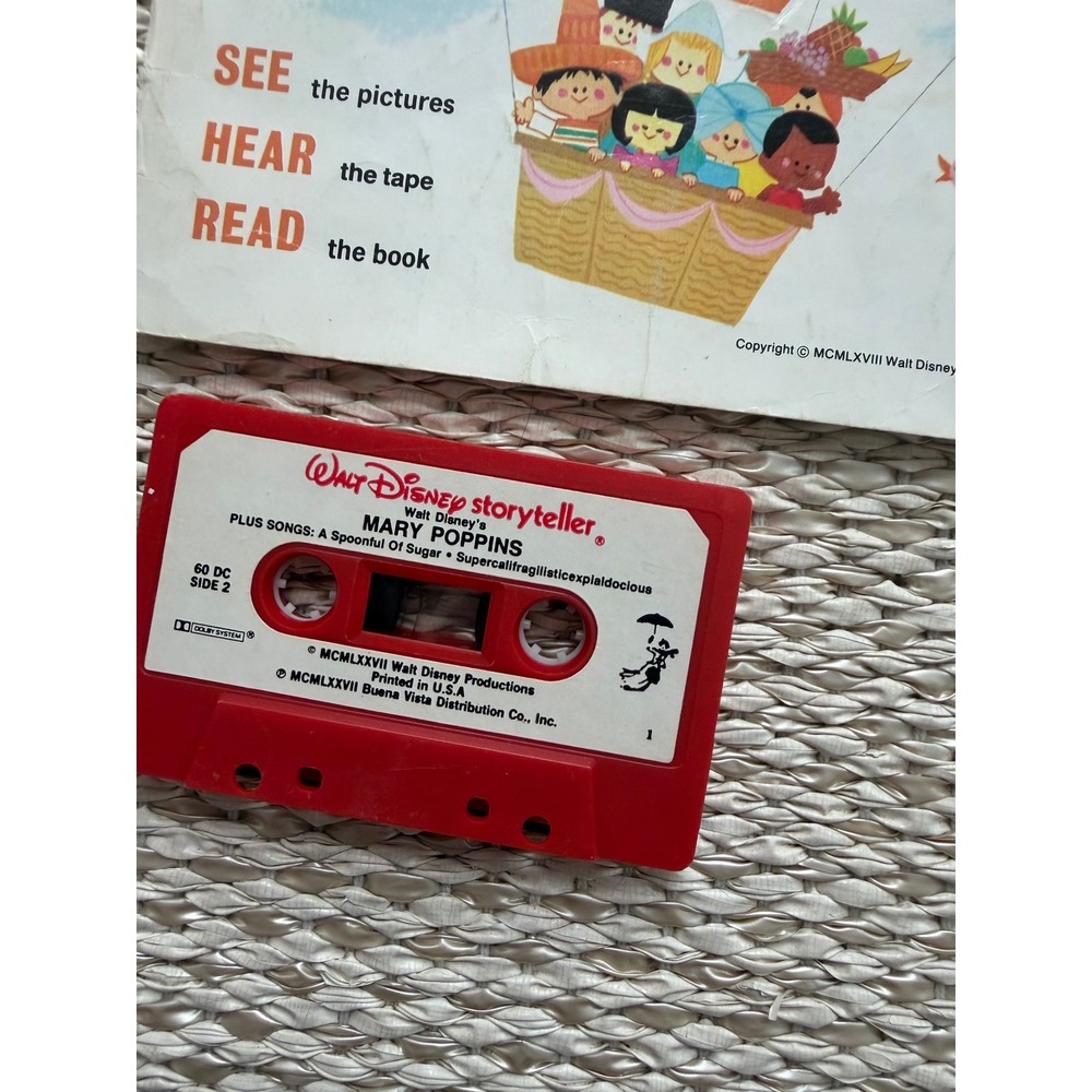 Vintage Walt Disney Mary Poppins & It's a Small World Read Along Book Cassette - Picture 5 of 5